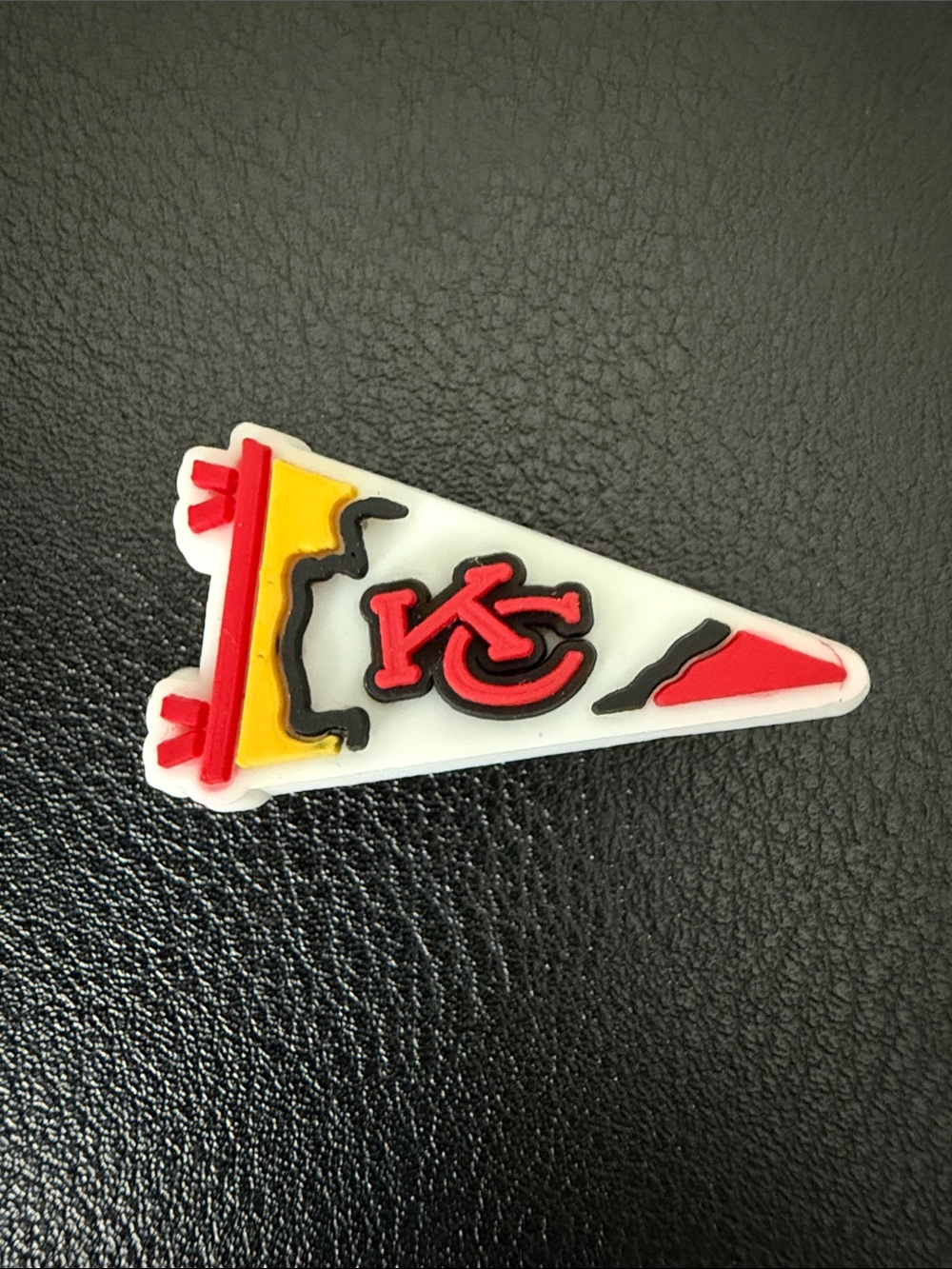 KC Themed White Kids Pennant Shoe Charm